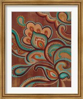 Framed Bohemian Paisley I Turquoise