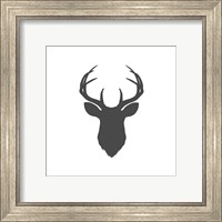 Framed 'Charcoal Deer Head' border=