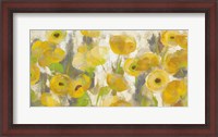 Framed Floating Yellow Flowers I Crop