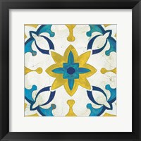 Framed Andalucia Tiles D Blue and Yellow