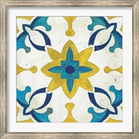 Framed Andalucia Tiles D Blue and Yellow