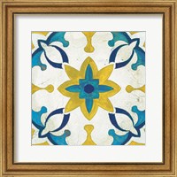 Framed Andalucia Tiles D Blue and Yellow