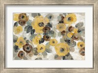 Framed Neutral Floral Beige I Yellow Flowers
