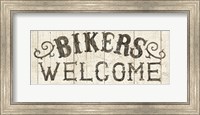 Framed Flea Market Road Sign Bikers Welcome