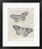 Vintage Butterflies on Newsprint Framed Print