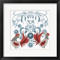 Framed 'Americana Roosters I' border=