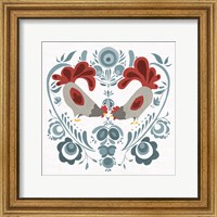 Framed 'Americana Roosters IV' border=