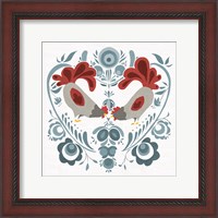 Framed 'Americana Roosters IV' border=