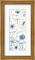 Framed Pen and Ink Flowers on cream Panel II