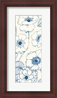 Framed Pen and Ink Flowers on cream Panel II