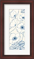 Framed Pen and Ink Flowers on cream Panel III