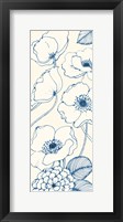 Framed Pen and Ink Flowers on cream Panel III