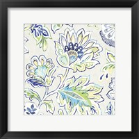 Framed 'Ceylon Gardens V Indigo' border=