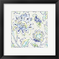 Framed 'Ceylon Gardens III Indigo' border=