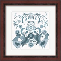 Framed Americana Roosters I Blue