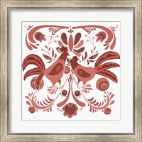 Framed Americana Roosters II Red