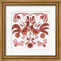 Framed 'Americana Roosters II Red' border=