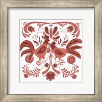 Framed 'Americana Roosters II Red' border=