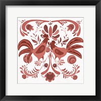 Framed Americana Roosters II Red