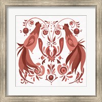 Framed Americana Roosters III Red