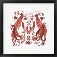 Framed Americana Roosters III Red