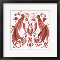 Framed 'Americana Roosters III Red' border=