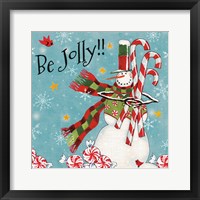 Sweet Snowmen II Blue Framed Print