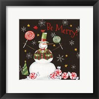 Framed 'Sweet Snowmen IV Black' border=