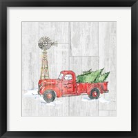 Country Christmas IV no Words on White Wood Framed Print