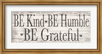 Framed Kind Humble Grateful Wood Sign