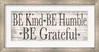 Framed Kind Humble Grateful Wood Sign
