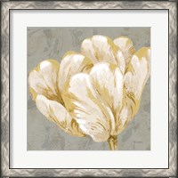 Framed 'Floral Fresco Grey II' border=