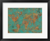 Framed Rustic World Map