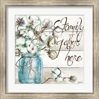 Framed Cotton Boll Mason Jar I Family