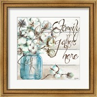 Framed Cotton Boll Mason Jar I Family