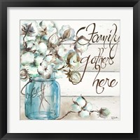 Framed 'Cotton Boll Mason Jar I Family' border=