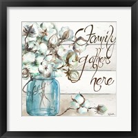 Framed 'Cotton Boll Mason Jar I Family' border=