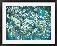Framed Teal Blossoms Landscape