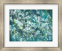 Framed Teal Blossoms Landscape