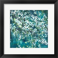Framed Teal Blossoms Square