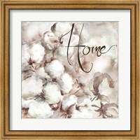 Framed Cotton Boll Triptych Sentiment I (Home)