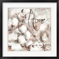 Framed Cotton Boll Triptych Sentiment I (Home)