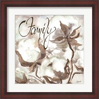 Framed Cotton Boll Triptych Sentiment III (Family)