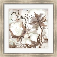 Framed Cotton Boll Triptych Sentiment III (Family)