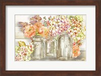 Framed Colorful Flowers in Mason Jar Gold
