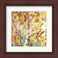 Framed Watercolor Fall Aspens Square