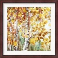 Framed Watercolor Fall Aspens Square