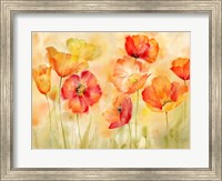 Framed Watercolor Poppy Meadow Spice Landscape