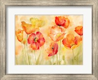Framed Watercolor Poppy Meadow Spice Landscape