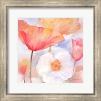 Framed 'Watercolor Poppy Meadow Pastel I' border=